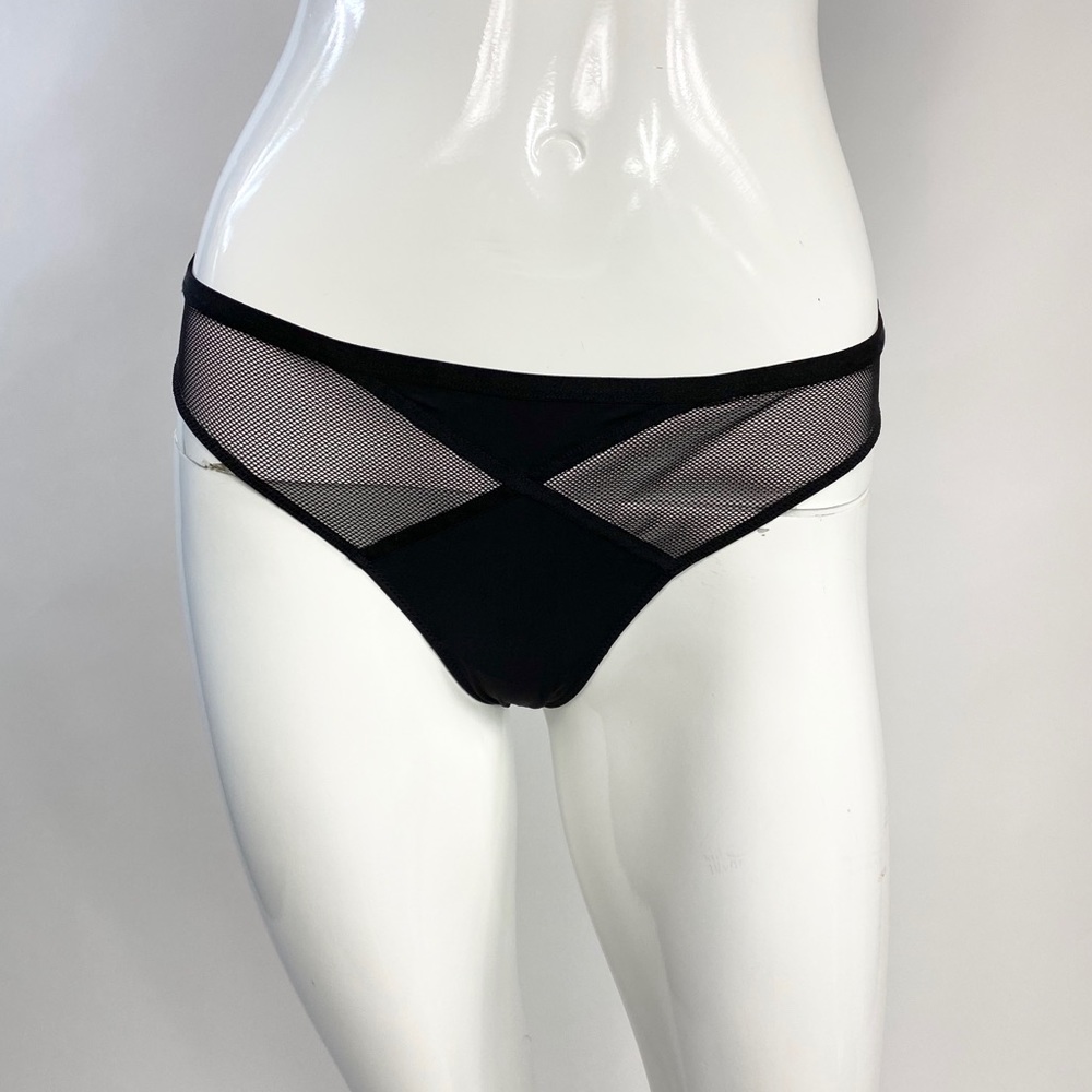 BCBGENERATION MESH FRONT BLACK THONG Medium sheer sexy panties